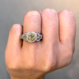 Yellow Oval Diamond Double Halo Ring - Talisman Collection Fine Jewelers