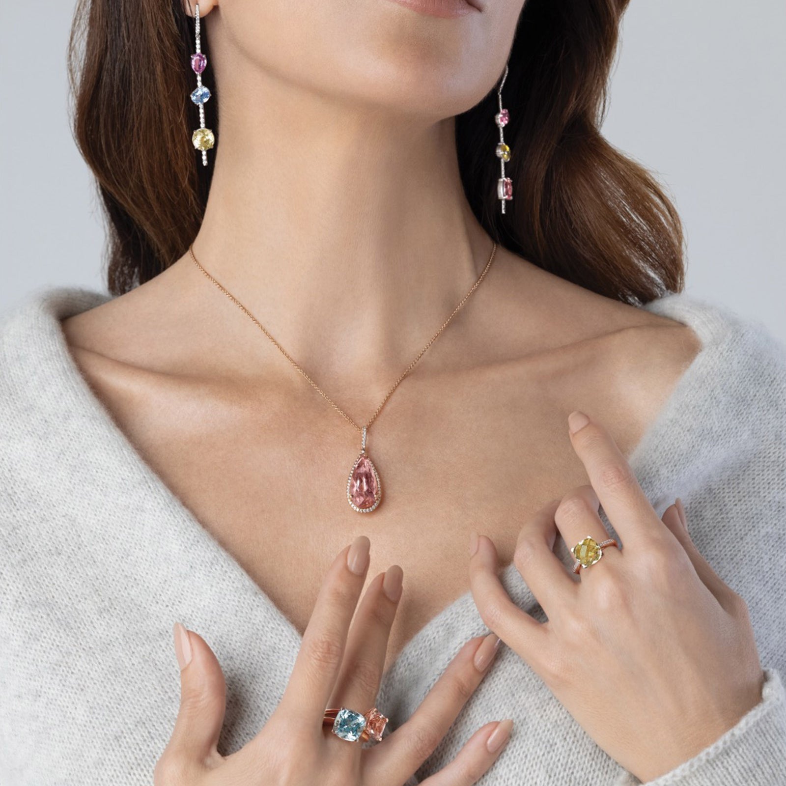 Cushion-Cut Green Quartz and Diamond Ring by Lisa Nik