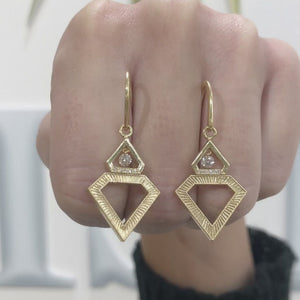 Floating Diamond Shield Earrings by Meredith Young