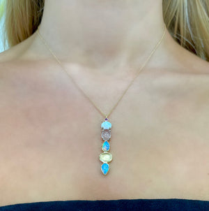 Opal, Rose Quartz and Spinel "Collage" Necklace by Unhada