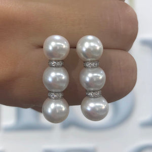 Pearl and Diamond Elizabeth Earrings - Talisman Collection Fine Jewelers