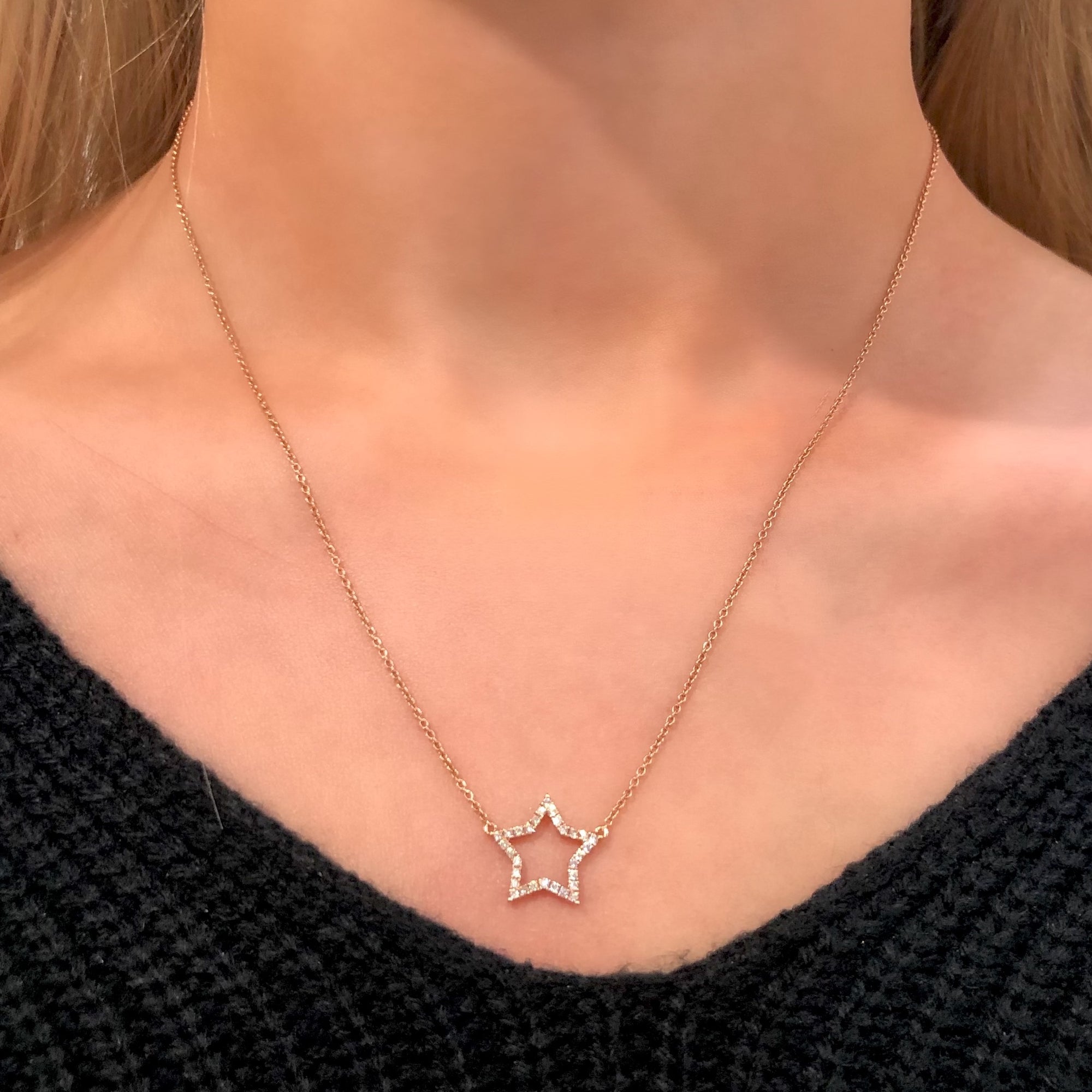 Diamond Star Necklace in 14k Rose Gold - Talisman Collection Fine Jewelers