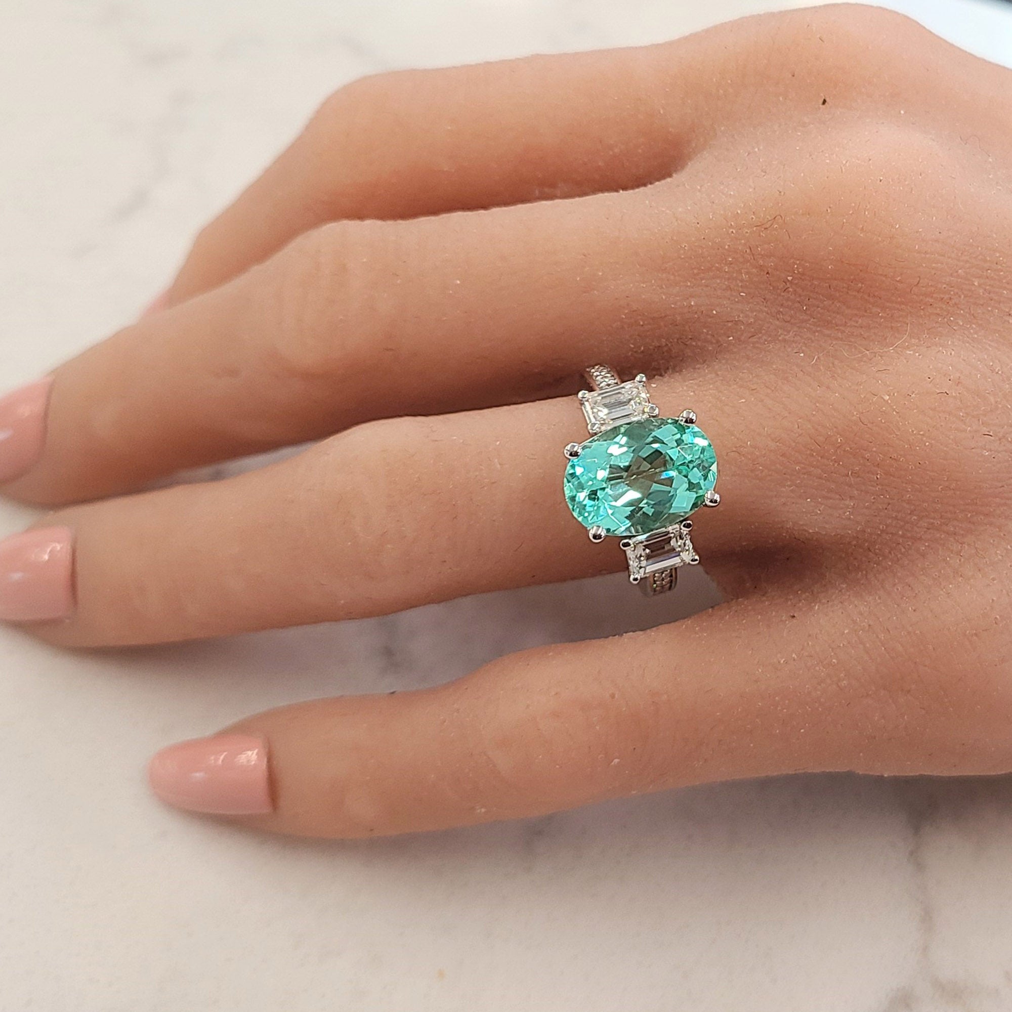 Paraiba Tourmaline and Diamond Aveline Ring