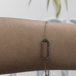 Champagne Diamond Ellipse Bracelet in 14k Rose Gold