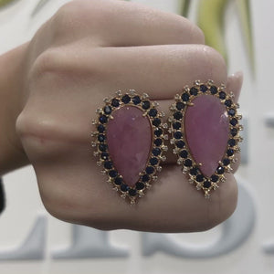Pink Sapphire Slice Stud Earrings by Vivaan