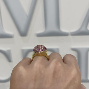 Pink Sapphire and Diamond Dome Ring by Gemma Couture