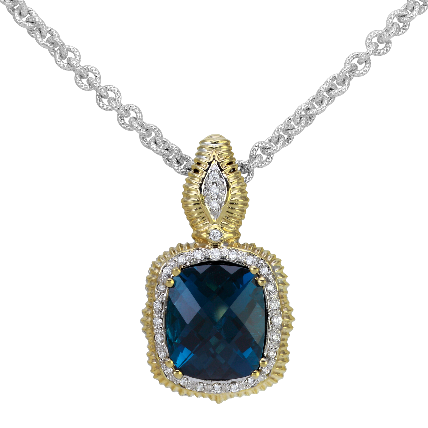 London Blue Topaz and Diamond Pendant by Vahan - Talisman Collection Fine Jewelers