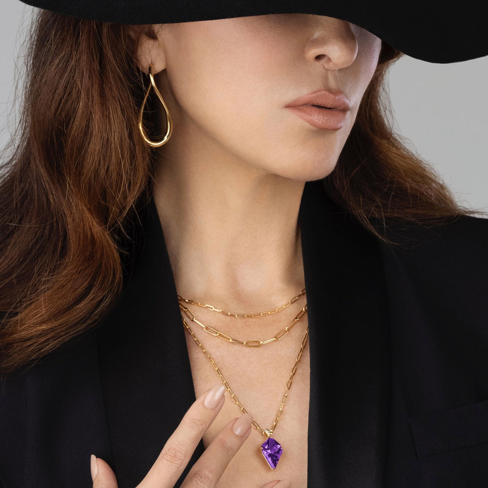 Kite-Shaped Amethyst and Diamond Necklace by Lisa Nik - Talisman Collection Fine Jewelers