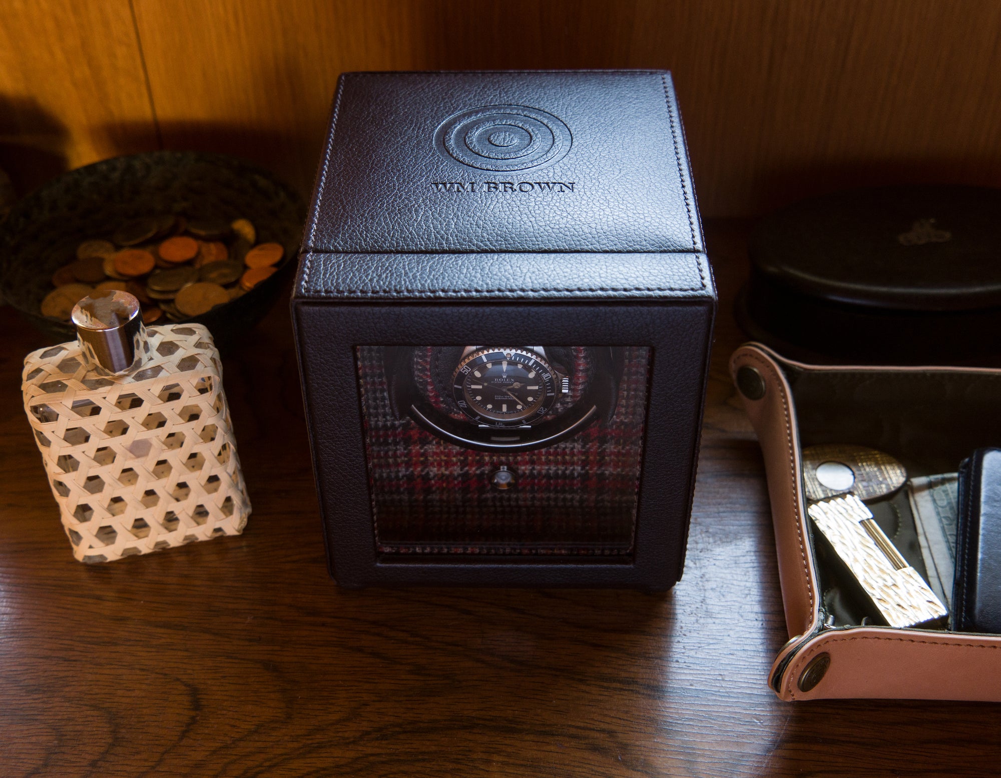 WM Brown Single Watch Winder by Wolf