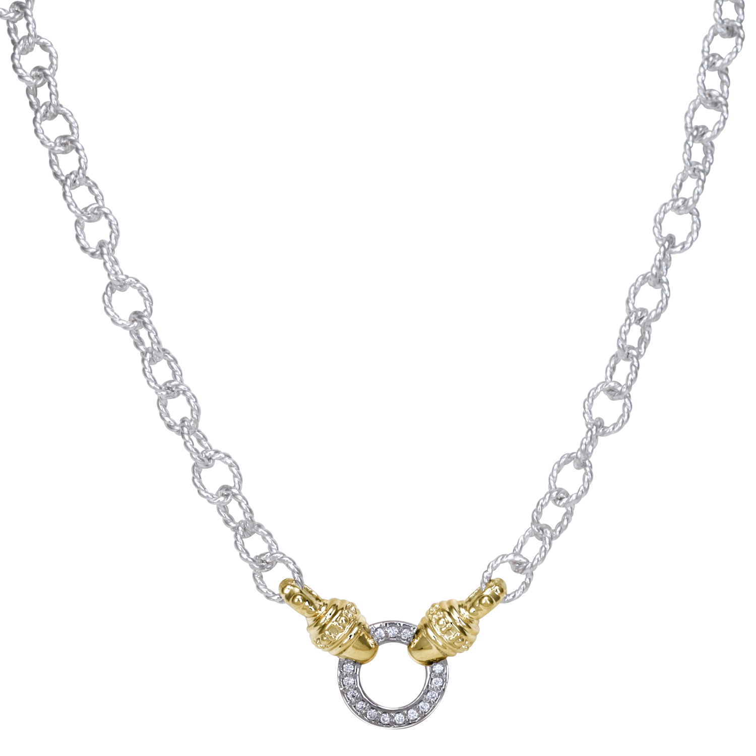 Diamond Accented Sterling Silver and 14k Gold Chain by Vahan - Talisman Collection Fine Jewelers