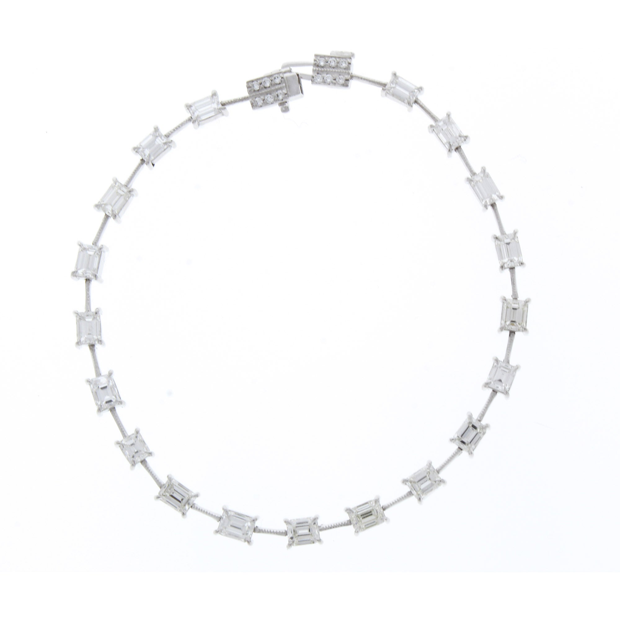 Emerald-Cut Diamond Platinum Line Bracelet, 5.92 Carats