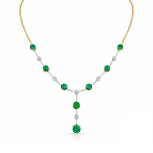 Emerald and Diamond, Platinum and 18k Yellow Gold Necklace - Talisman Collection Fine Jewelers