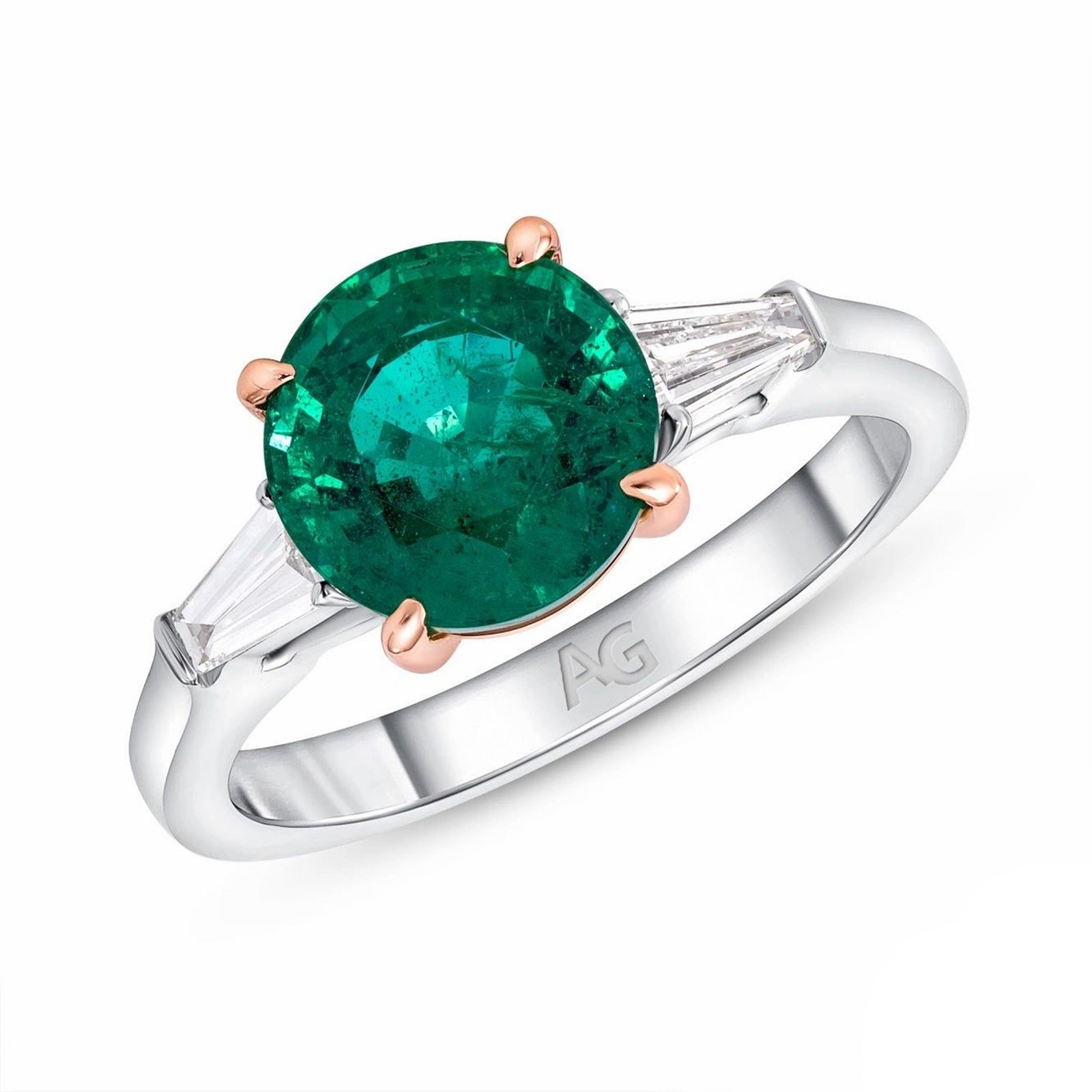 Emerald and Diamond, Platinum and 18k Rose Gold Ring - Talisman Collection Fine Jewelers