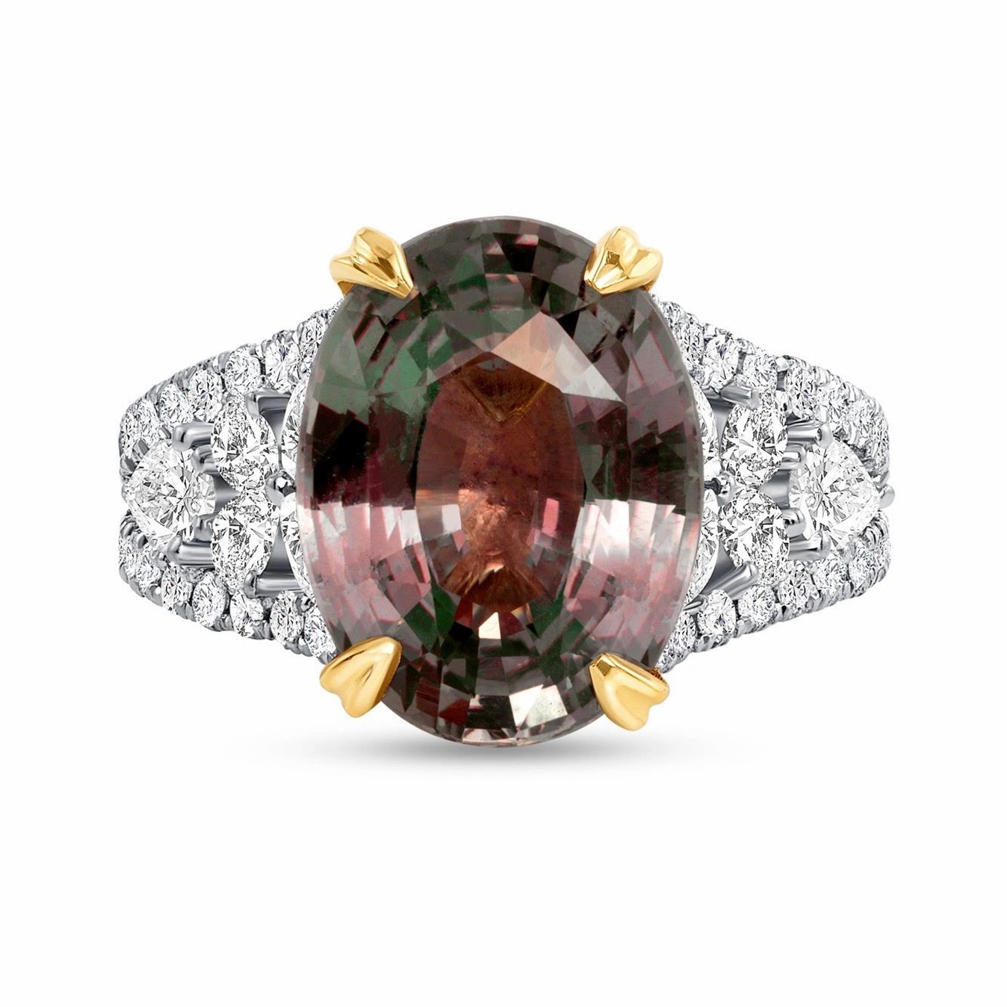 Alexandrite and Diamond, Platinum and 18k Yellow Gold Ring - Talisman Collection Fine Jewelers