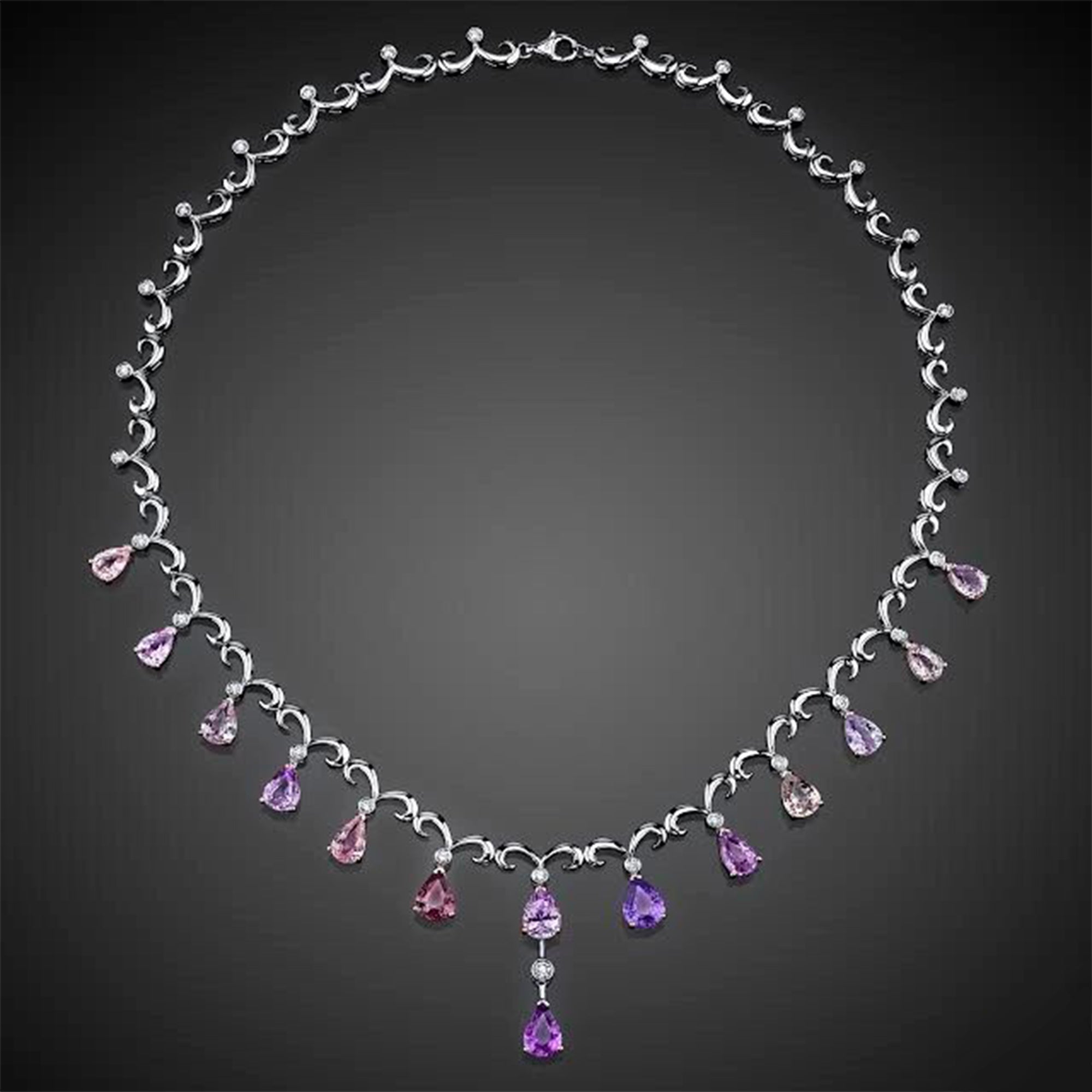 Ceylon Sapphire and Diamond, 18k White and Rose Gold Necklace - Talisman Collection Fine Jewelers