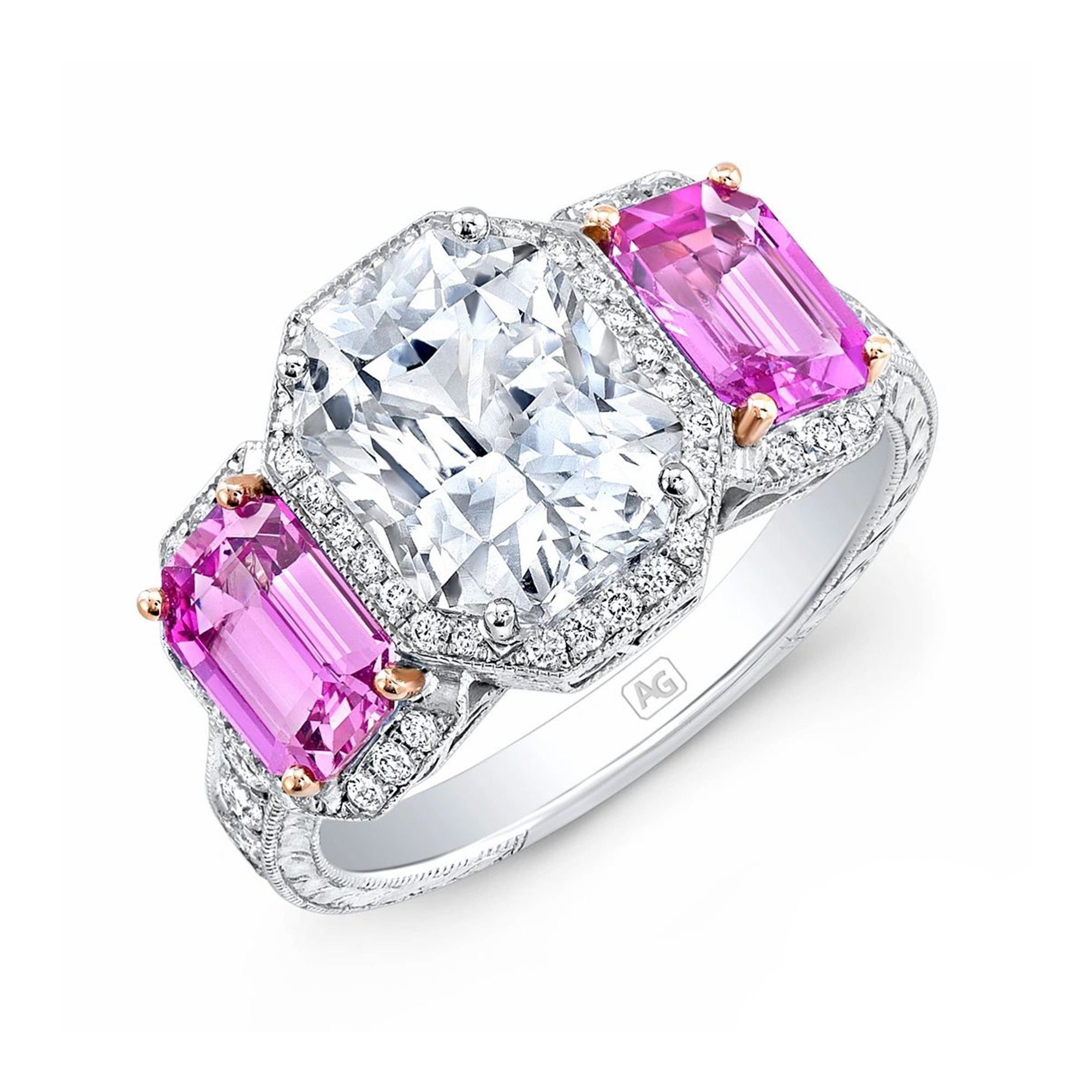 White and Pink Sapphire, 18k White and Rose Gold Ring - Talisman Collection Fine Jewelers