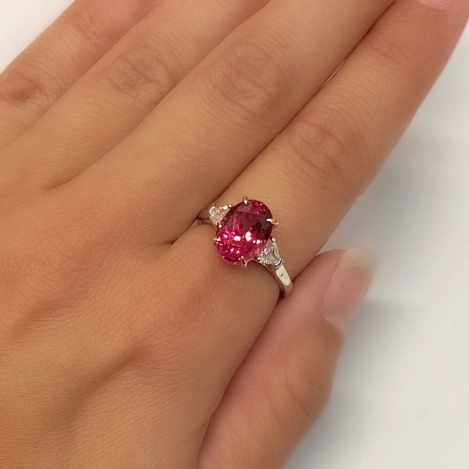 Red Spinel, Platinum and 18k Rose Gold Ring