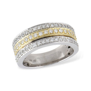 Diamond Two-Tone Gold Triple Stack Band - Talisman Collection Fine Jewelers