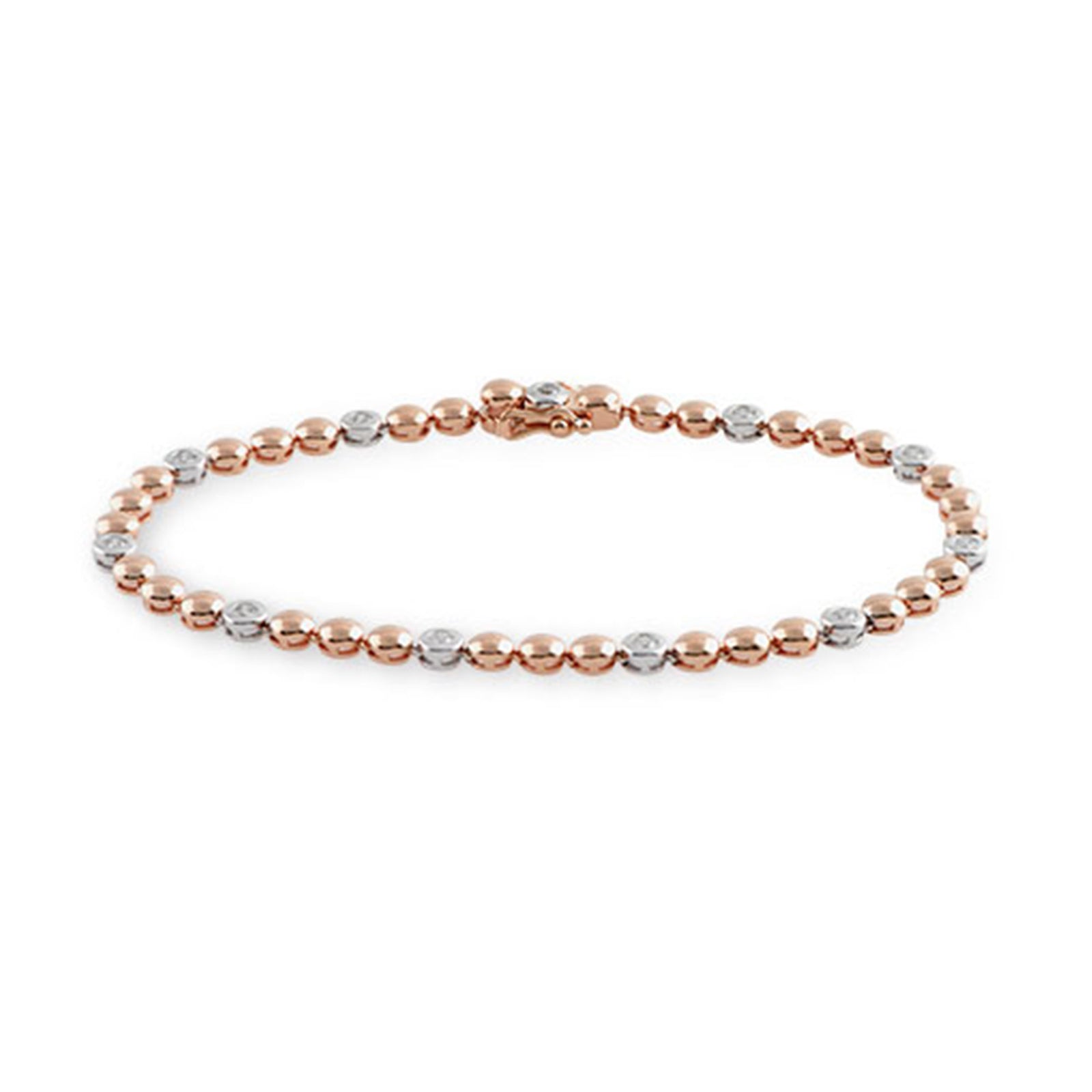 Diamond Bead Line Bracelet in 14k Rose and White Gold - Talisman Collection Fine Jewelers