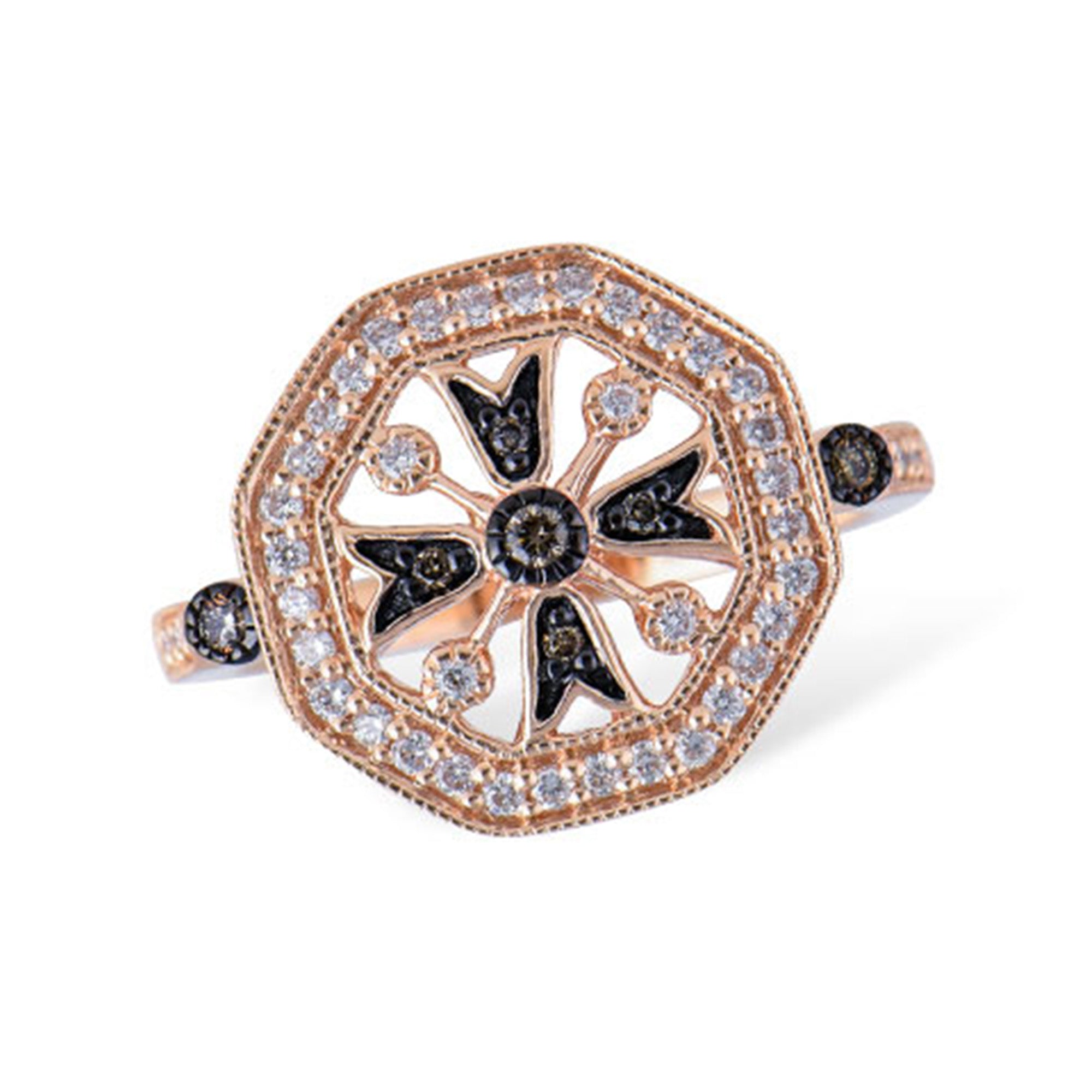 Brown and White Diamond Ring in 14k Rose Gold - Talisman Collection Fine Jewelers