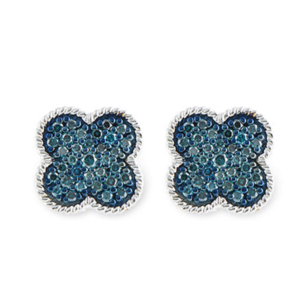 Blue Diamond Clover Stud Earrings - Talisman Collection Fine Jewelers
