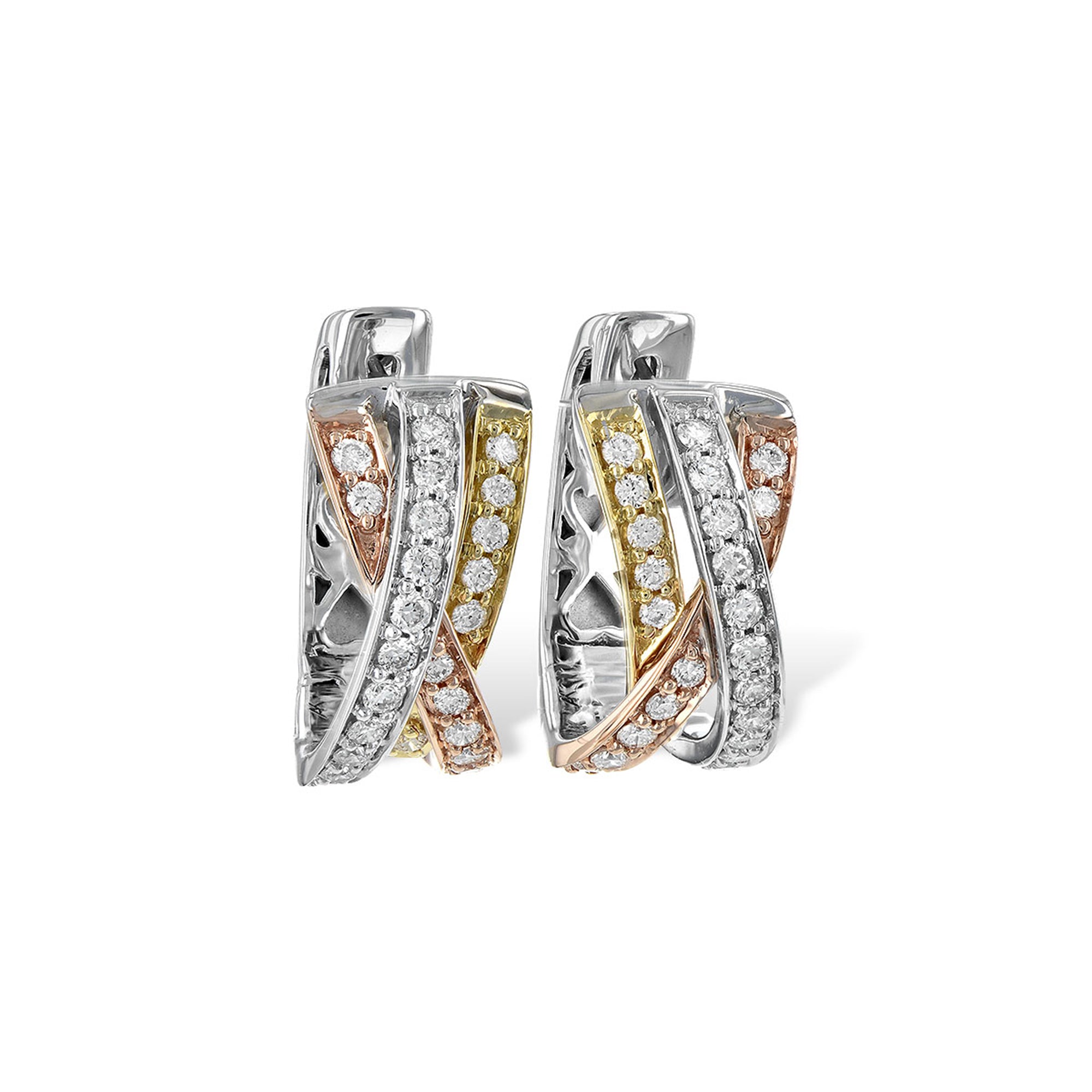 Tri-Gold Diamond Hoop Earrings - Talisman Collection Fine Jewelers