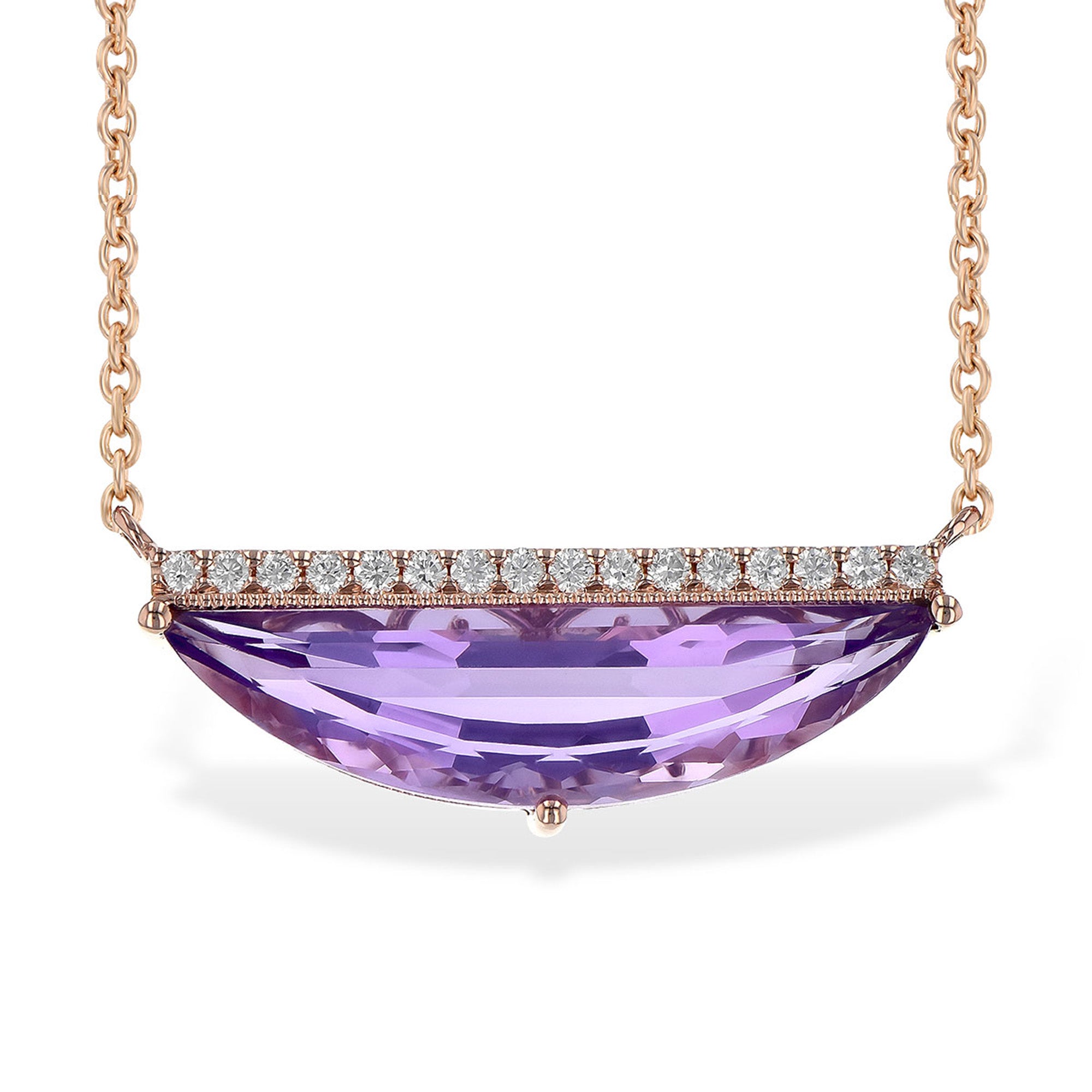 Amethyst Half Moon Necklace - Main Image