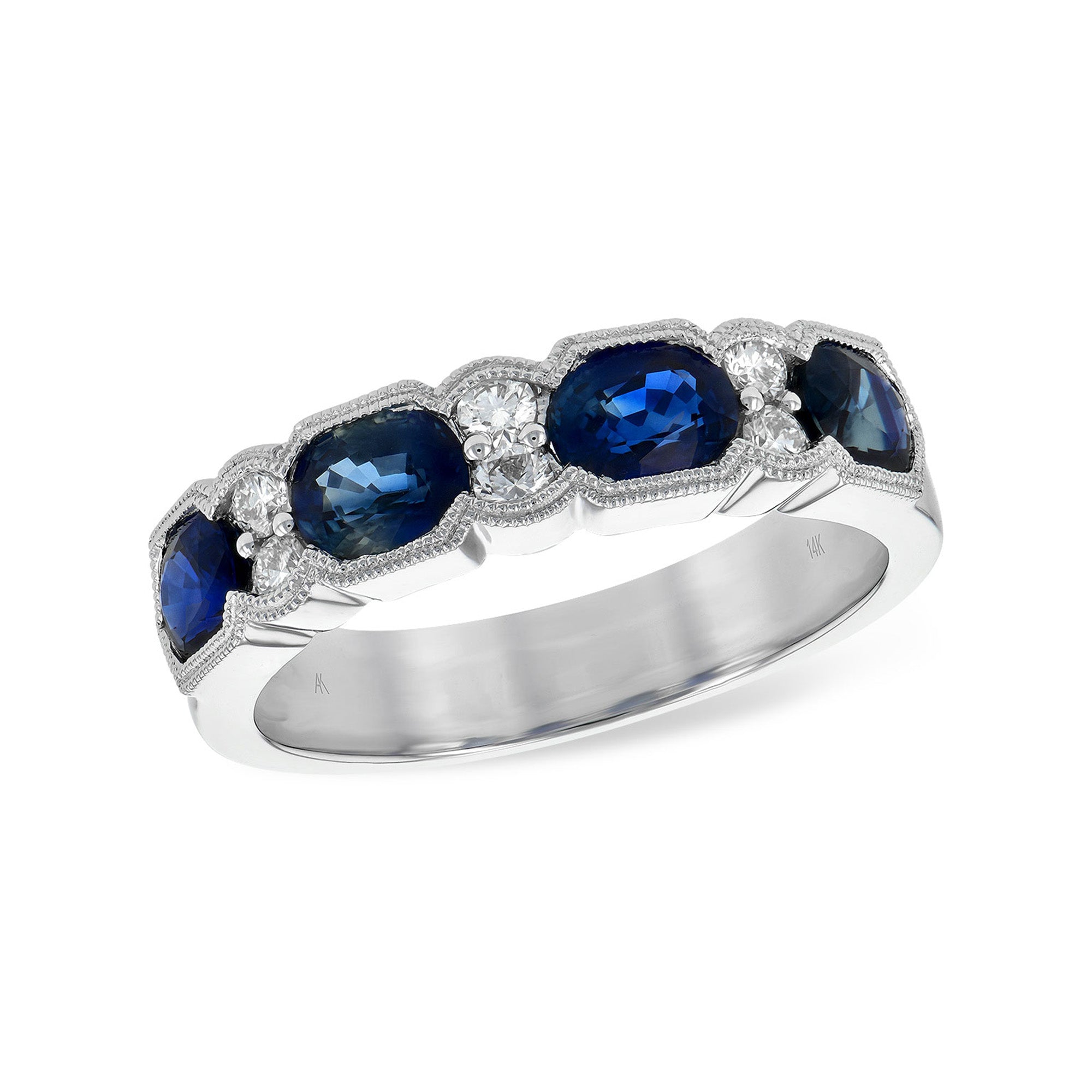 Blue Sapphire and Diamond Deco Band - Talisman Collection Fine Jewelers