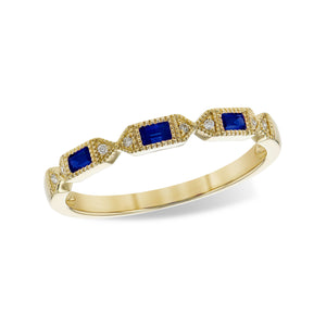 Blue Sapphire Baguette and Diamond Stack Band - Talisman Collection Fine Jewelers