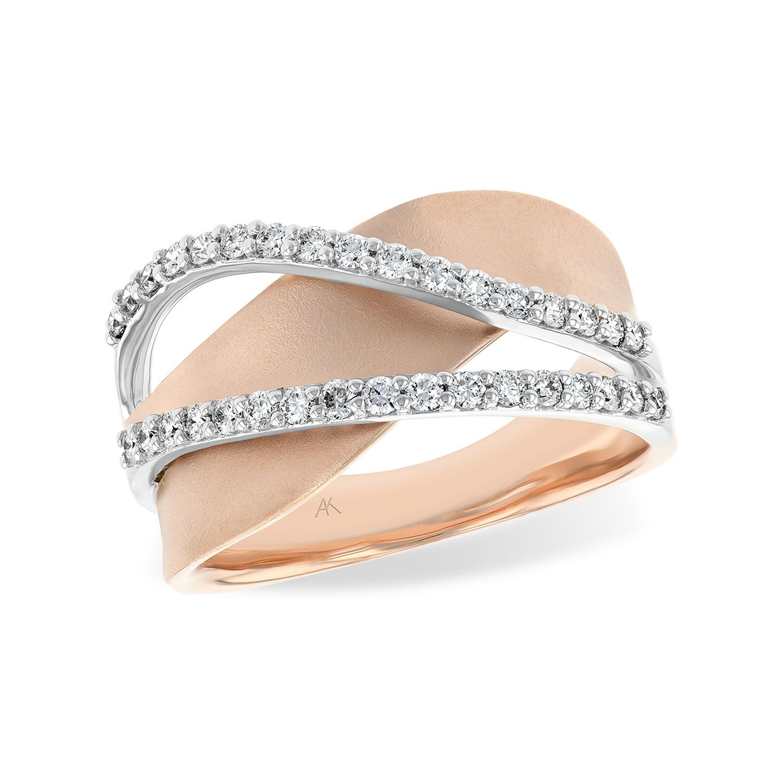 Diamond Matte Bypass Ring - Talisman Collection Fine Jewelers