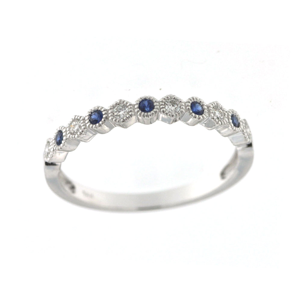 Sapphire and Diamond Milgrain Stacking Band - Talisman Collection Fine Jewelers