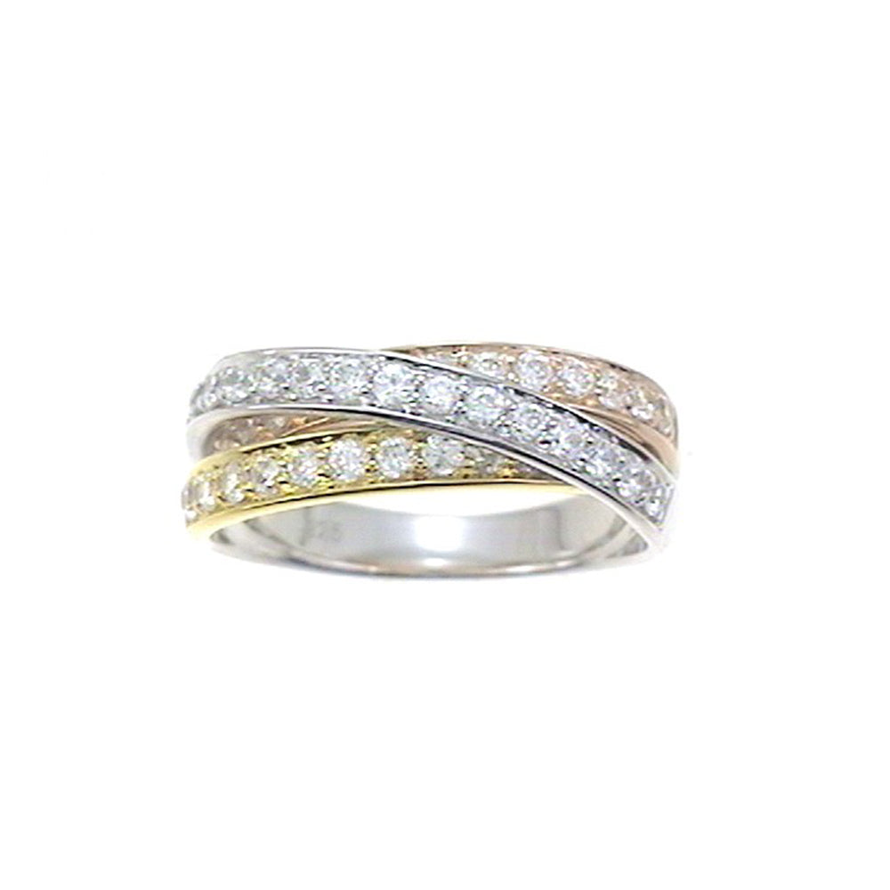 Tri-Gold Diamond Bypass Ring - Talisman Collection Fine Jewelers