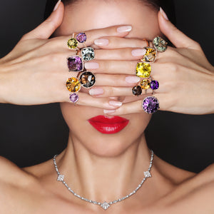 10mm Cushion-Cut Gemstone and Diamond Ring by Lisa Nik - Talisman Collection Fine Jewelers