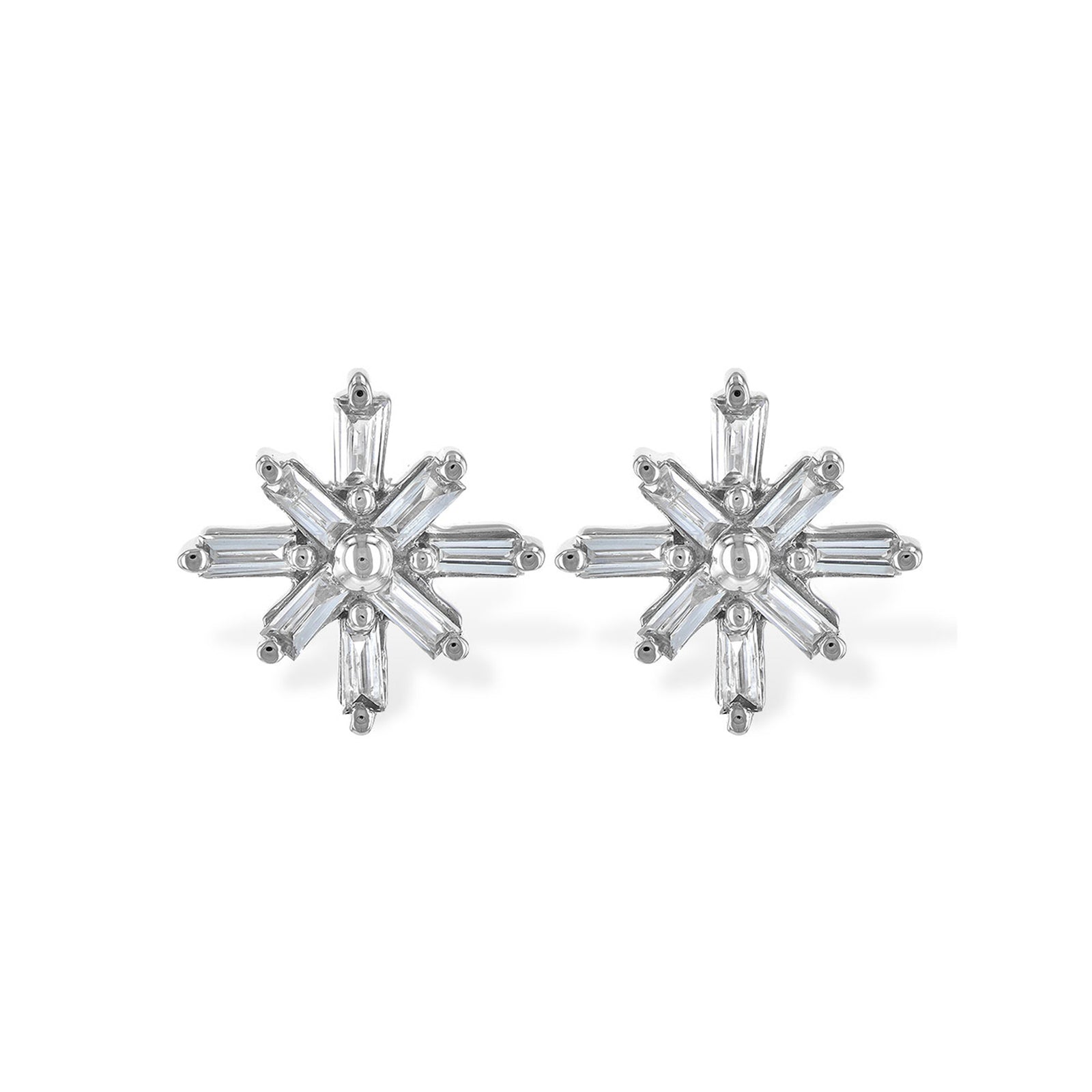 Diamond Baguette Starburst Stud Earrings - Talisman Collection Fine Jewelers