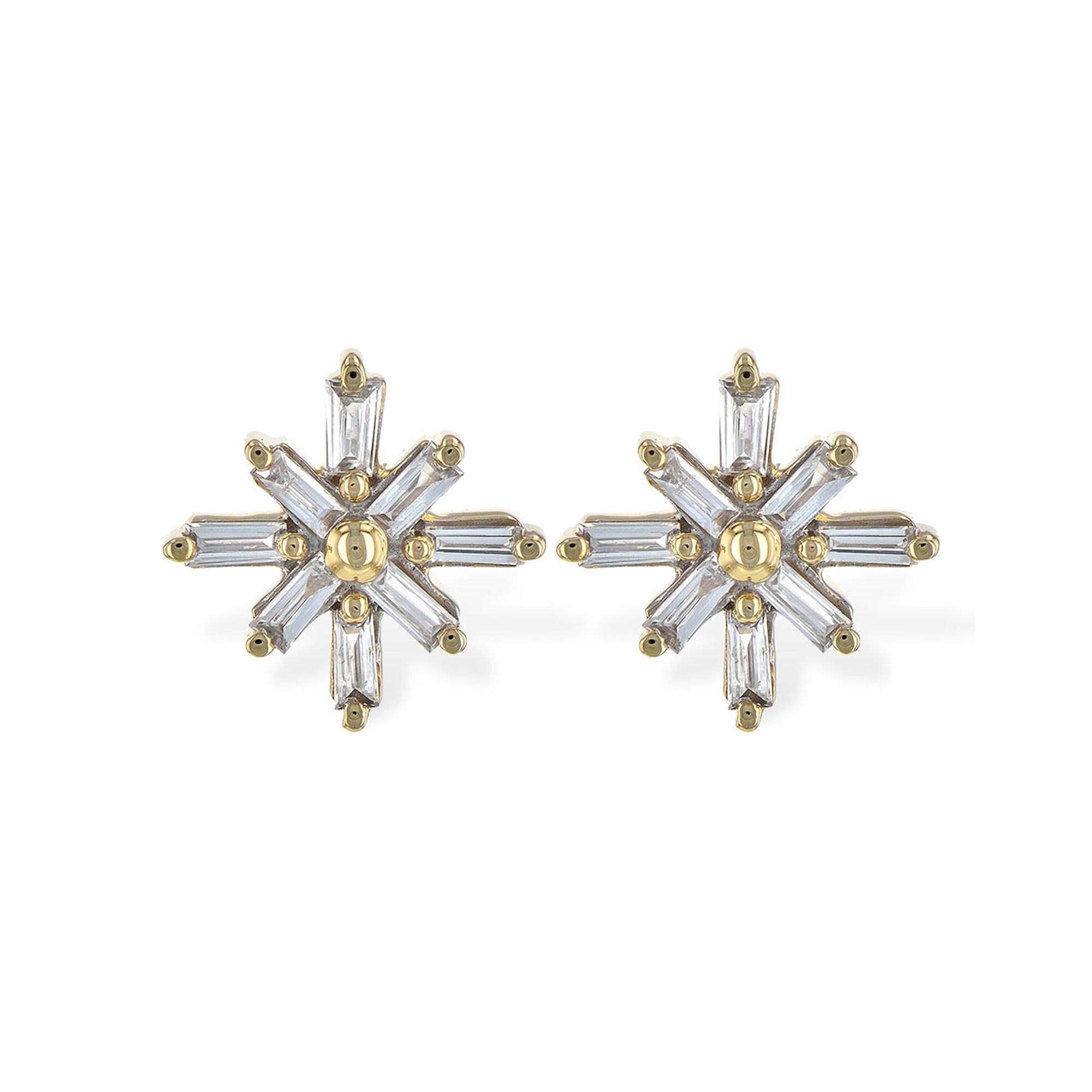 Diamond Baguette Starburst Stud Earrings - Talisman Collection Fine Jewelers