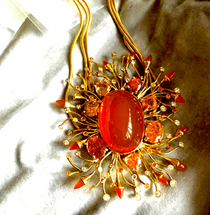 Fire Opal Sapphire and Diamond Mythology Collection Apollo Necklace b