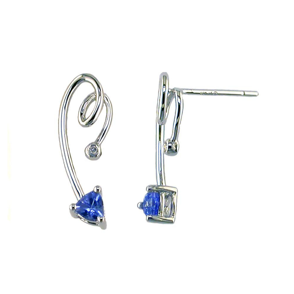 Tanzanite and Diamond Wisp Drop Earrings
