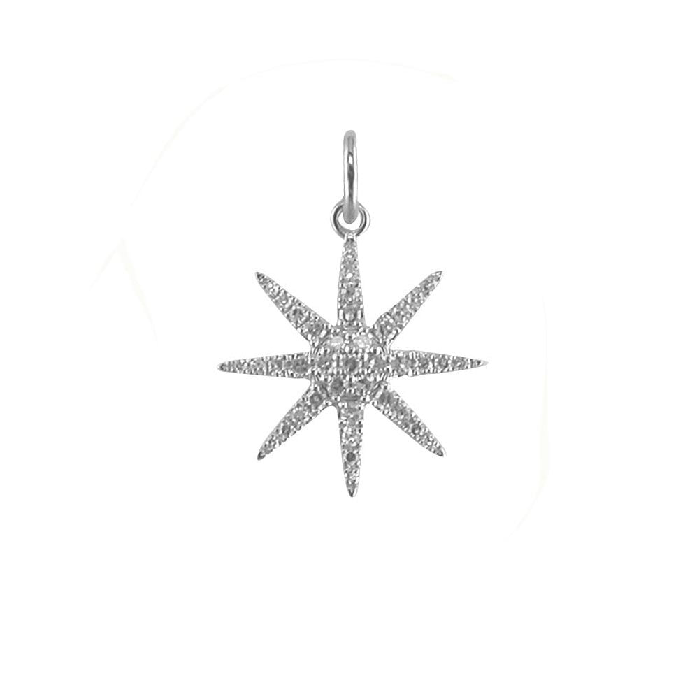 Diamond North Star Necklace in 14k White Gold