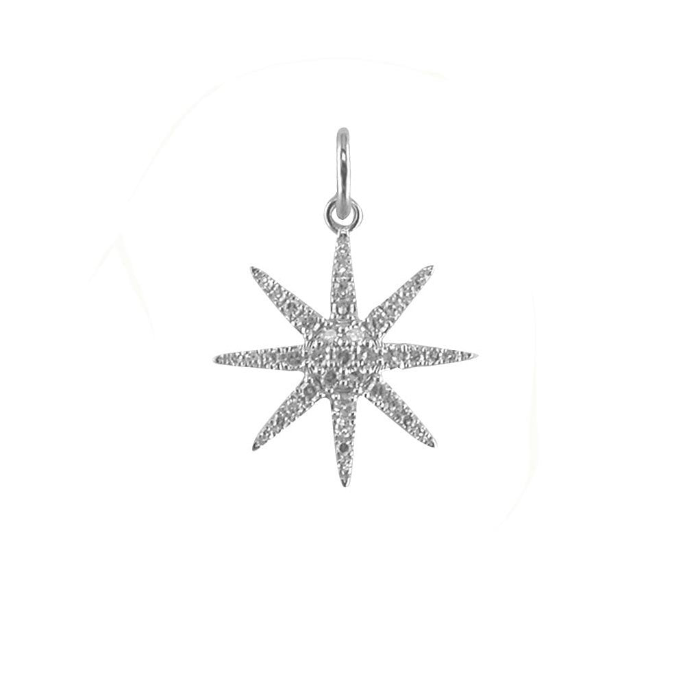 Diamond North Star Necklace in 14k White Gold
