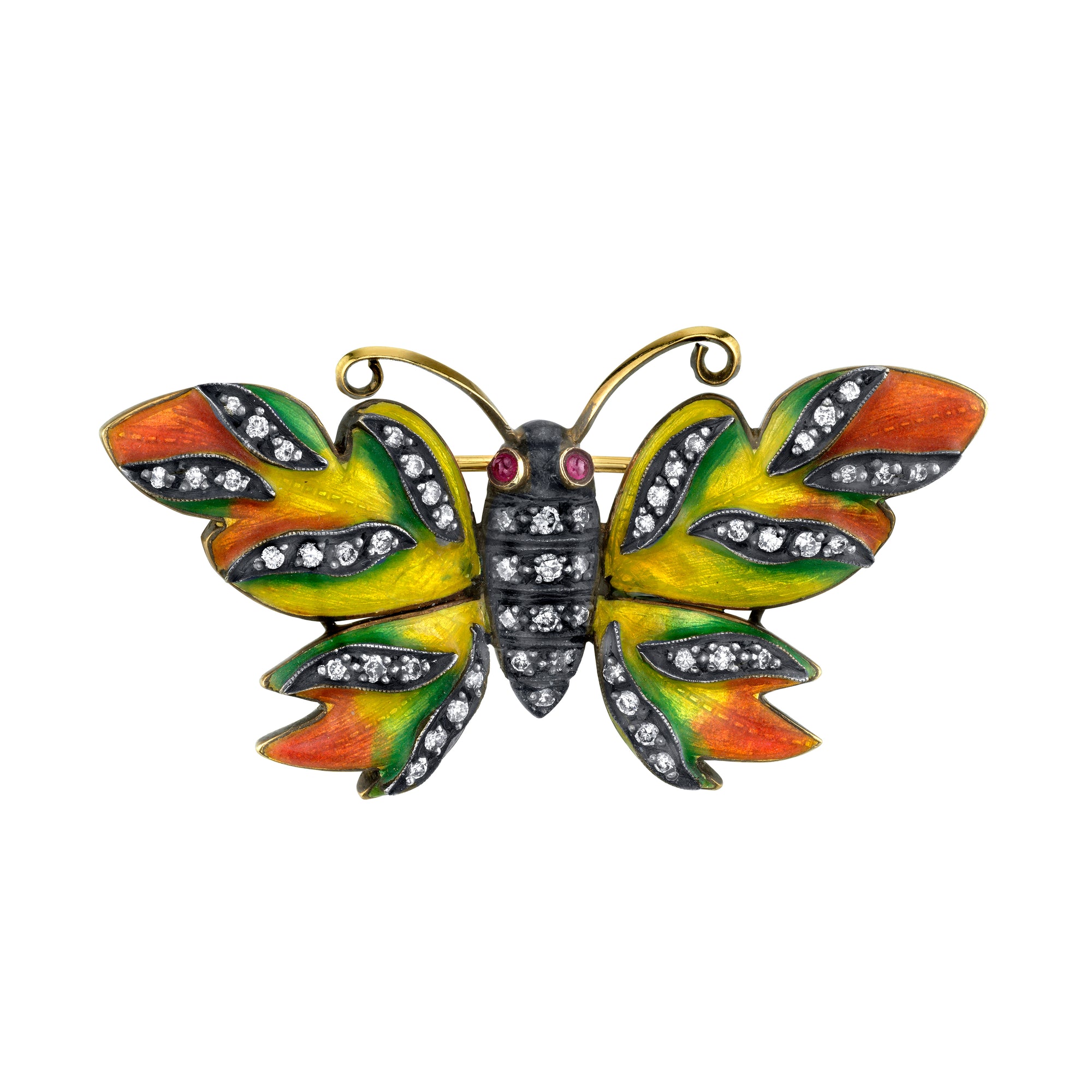 18k Yellow Gold Enamel Butterfly Pendant by Lord Jewelry - Talisman Collection Fine Jewelers