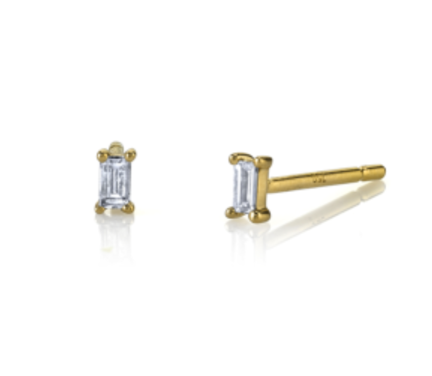 Diamond Baguette Single Stud Earring by Borgioni - Talisman Collection Fine Jewelers