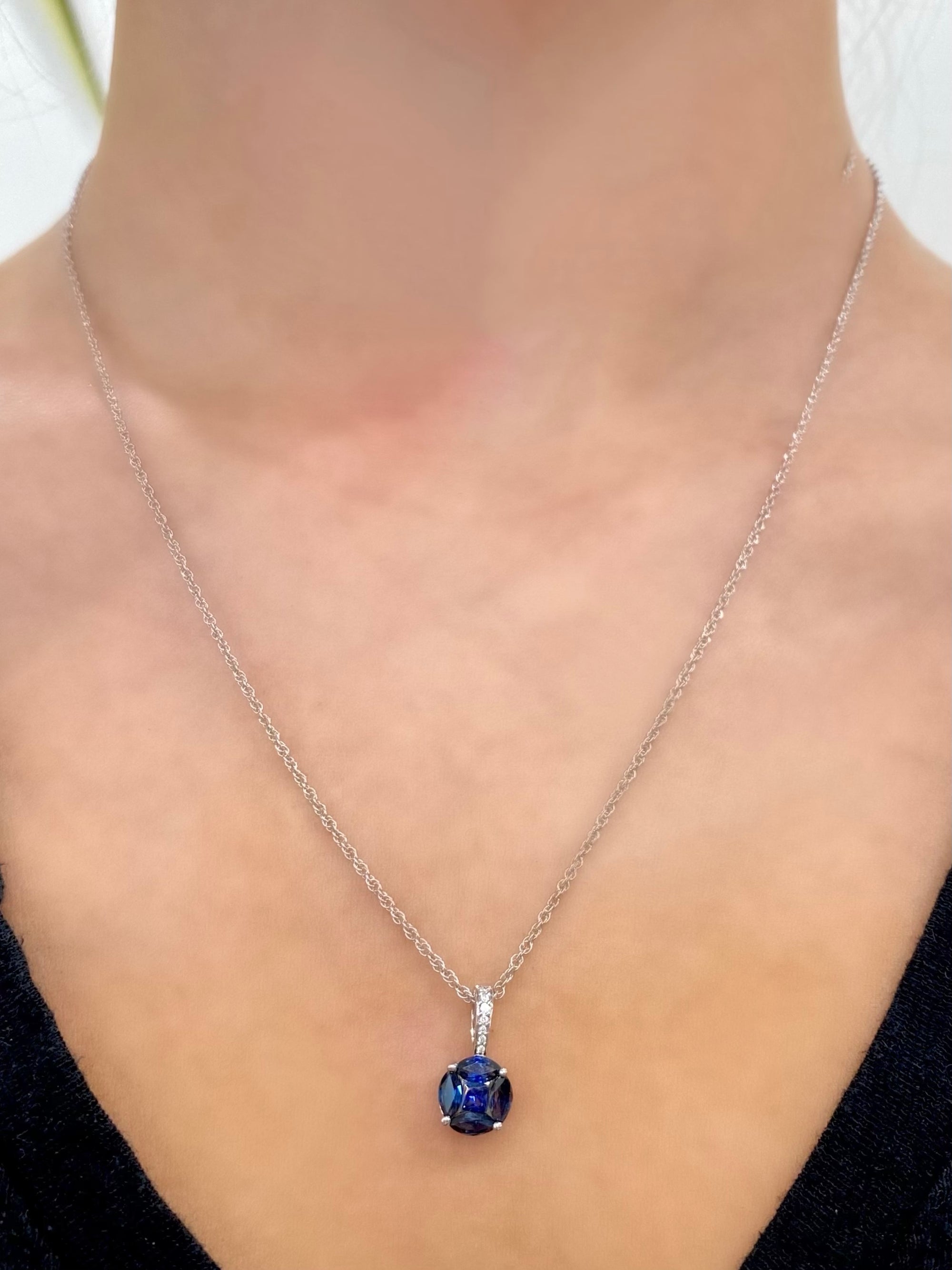 Blue Sapphire and Diamond Felicity Necklace