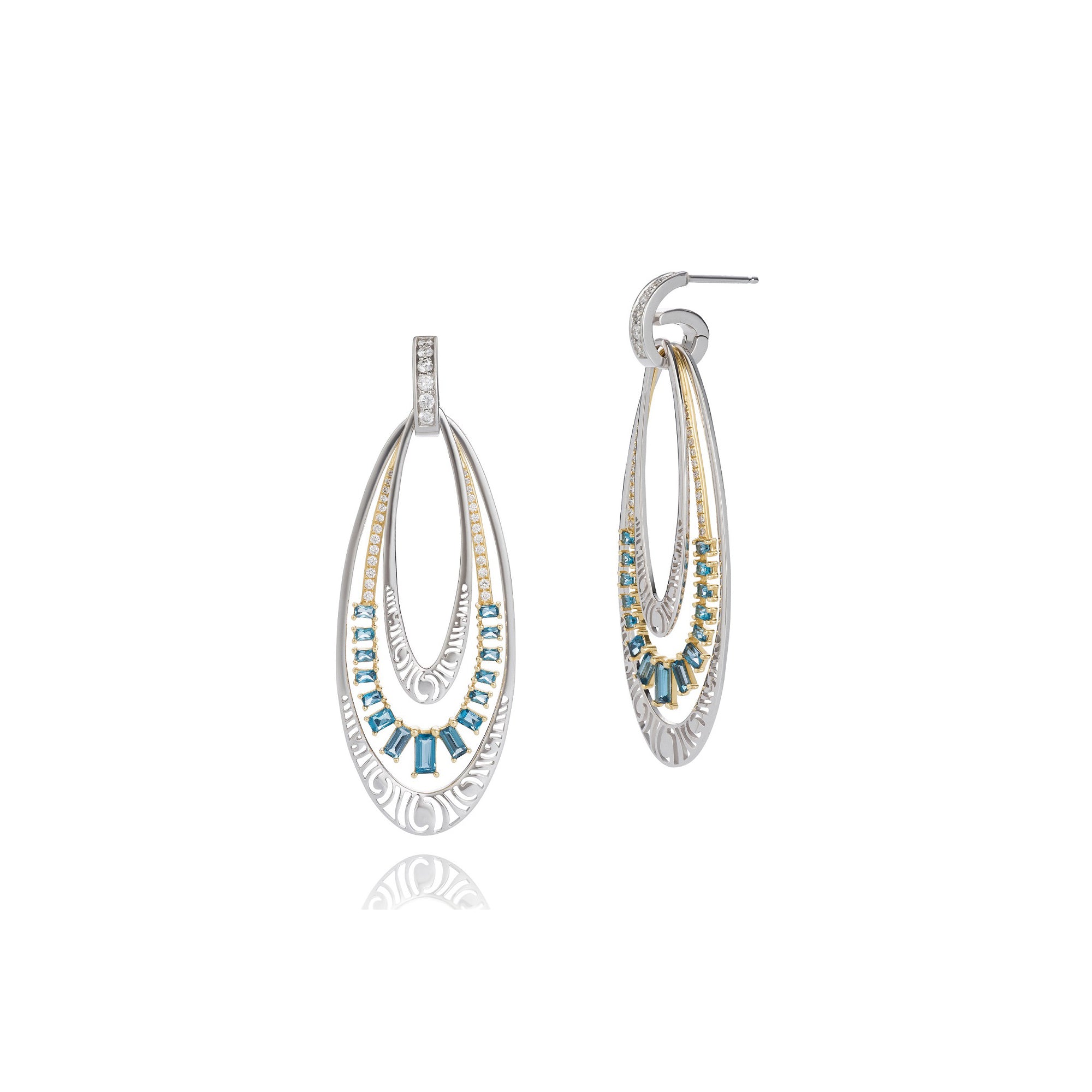 Blue Topaz Lyra Earrings by Martha Seely - Talisman Collection Fine Jewelers