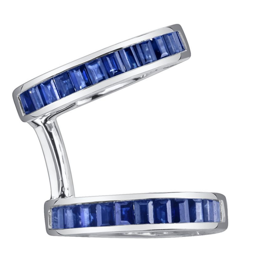 Blue Sapphire Baguette Double Ear Cuff by Borgioni - Talisman Collection Fine Jewelers