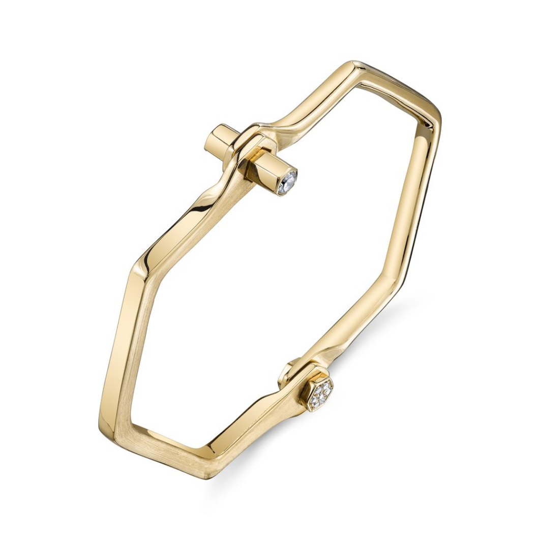 18k Gold and Diamond Hexagon Handcuff by Borgioni - Talisman Collection Fine Jewelers