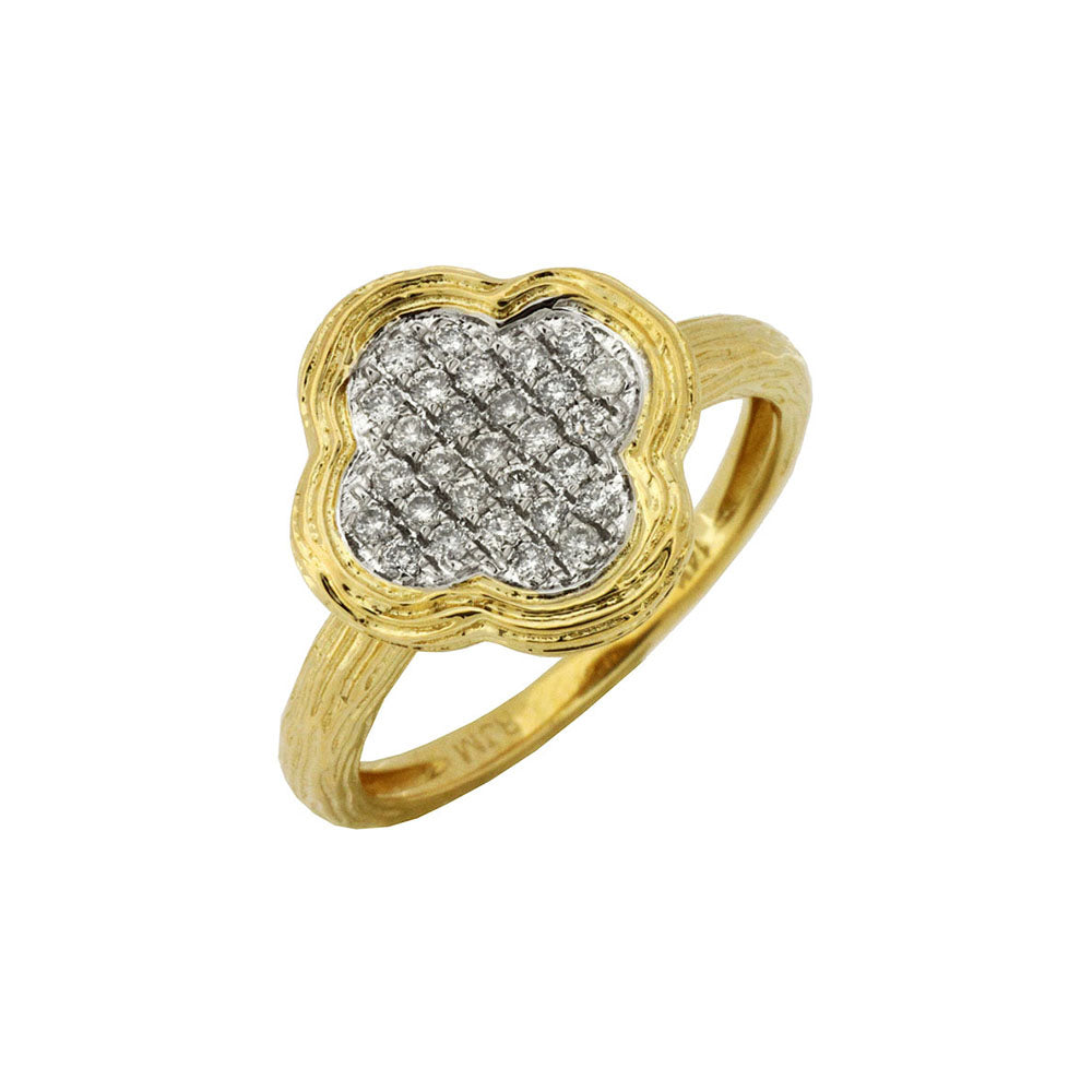Diamond Pavé Quatrefoil Ring in 14k Yellow Gold