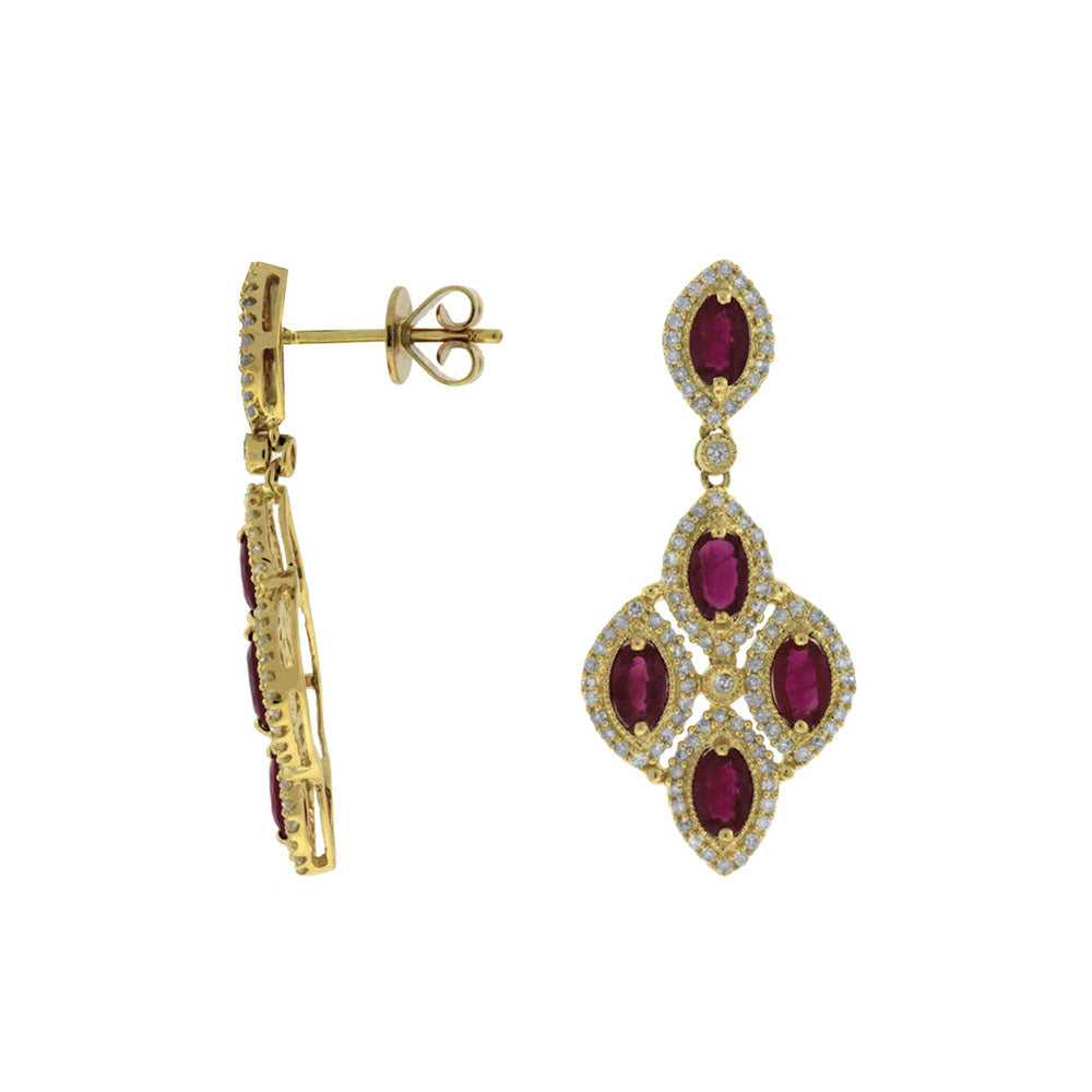 Ruby and Diamond Monaco Drop Earrings