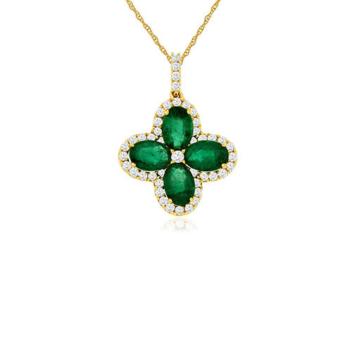 Emerald and Diamond Petite Flora Necklace