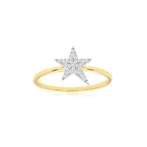 Diamond Star Ring in 14k White and Yellow Gold