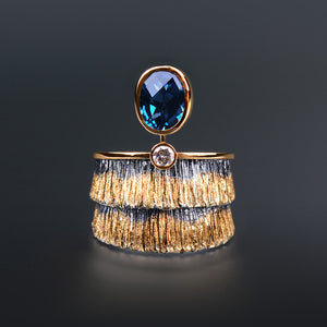 Canyon London Blue Topaz and Diamond Ring by Margisa - Talisman Collection Fine Jewelers